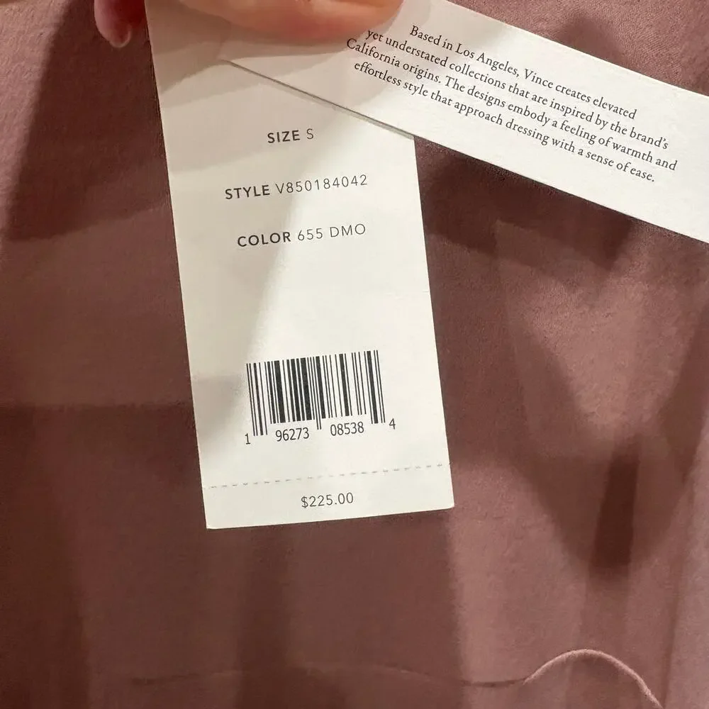 Vince‎ Belted Square Neck Soft Cotton Midi Dress in Pink Size Small - Picture 7 of 10